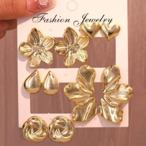5pcs Gold Smooth Earings