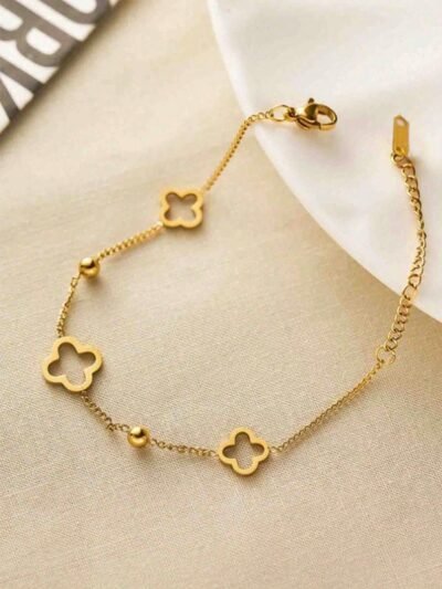 1pc Stainless Steel 18K Gold Plated Zirconia