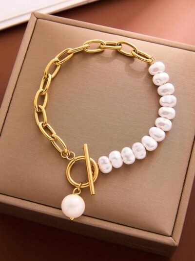 1pc Stainless Steel Beaded Bracelet