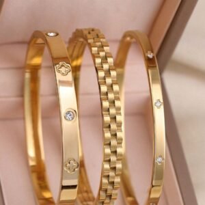18K Gold Plated Stainless Steel Stackable Bracelet