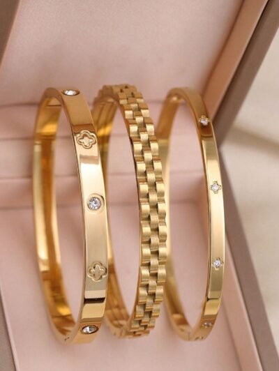 18K Gold Plated Stainless Steel Stackable Bracelet