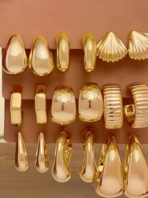 9 Pairs Gold Women's Earrings Set – Fall Season Jewellery Featuring Elegant